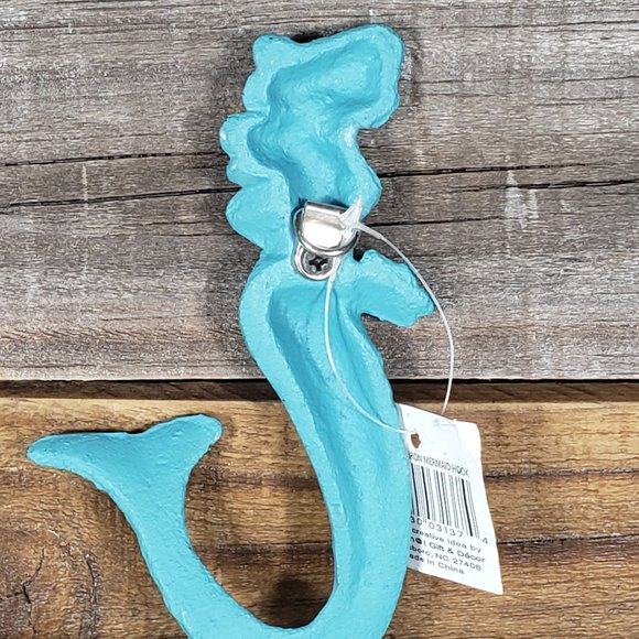 Mermaid Figure Iron Hook Wall Decor Blue Turquoise Fancy That Gift & Decor - Picture 2 of 5